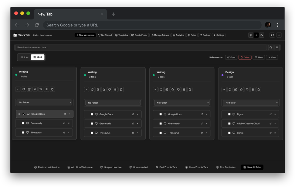 WorkTab Extension Interface